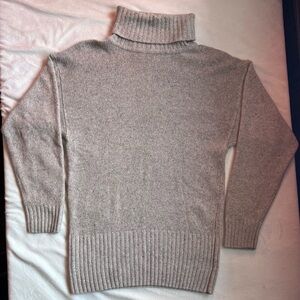 I.B. Diffusion Silk, Angora and Lambswool Women's Tan Turtleneck Sweater Sm